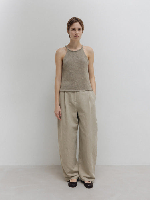 Moia one tuck wide pants (leaf beige)