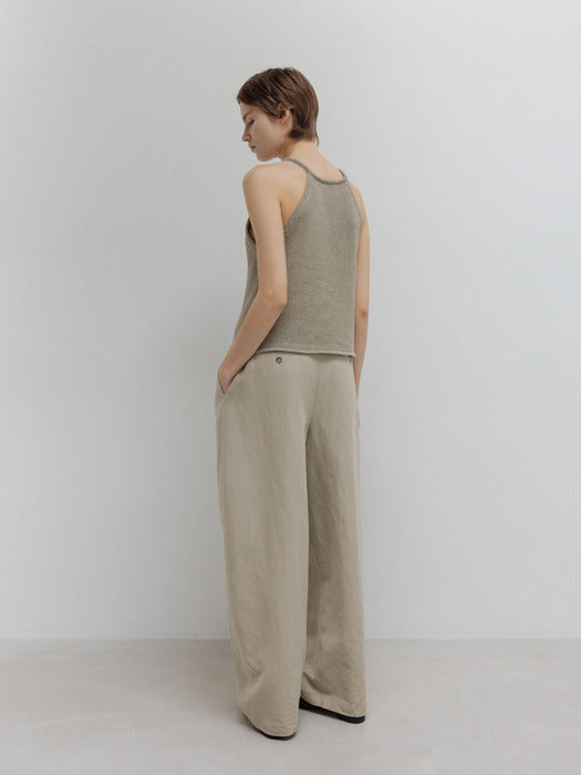 Moia one tuck wide pants (leaf beige)