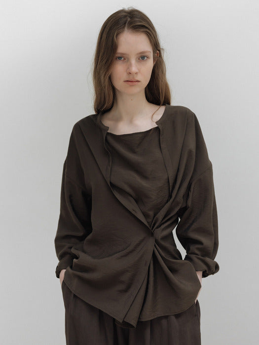 Moia 2way drape shirt (soil brown)