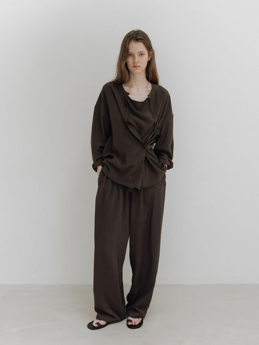 Moia 2way drape shirt (soil brown)