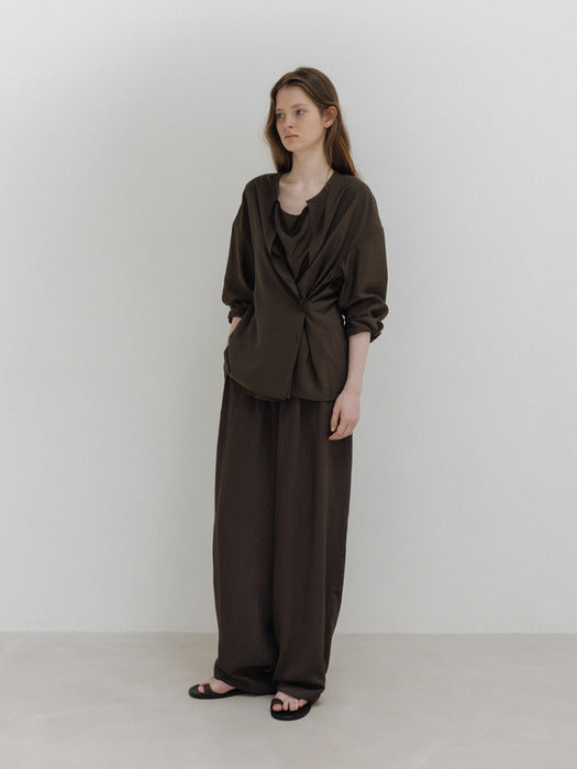 Moia 2way drape shirt (soil brown)