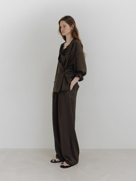 Moia 2way drape shirt (soil brown)