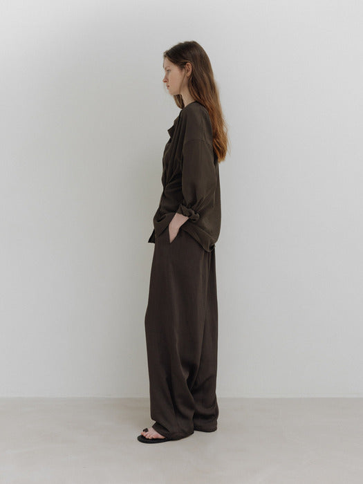 Moia 2way drape shirt (soil brown)