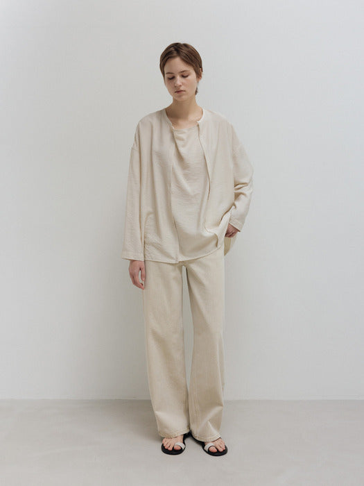 Moia 2way drape shirt (oatmeal)