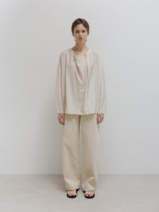 Moia 2way drape shirt (oatmeal)