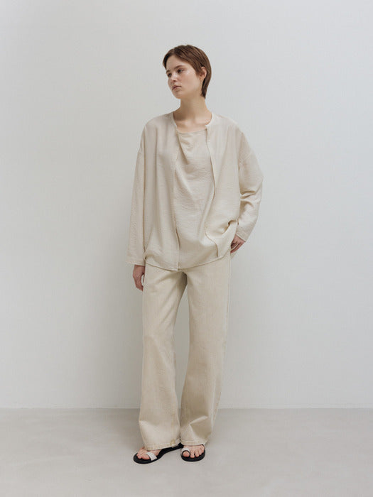 Moia 2way drape shirt (oatmeal)