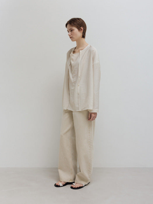 Moia 2way drape shirt (oatmeal)