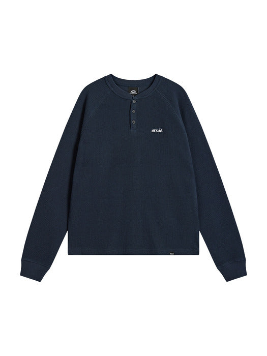 [emis] WAFFLE RAGLAN T-SHIRT-NAVY