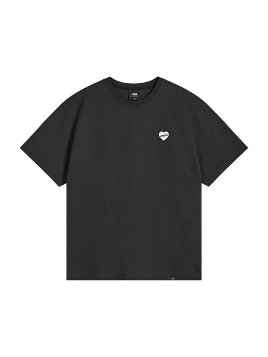 Emis Heart Rubber Patch T-Shirt-Black