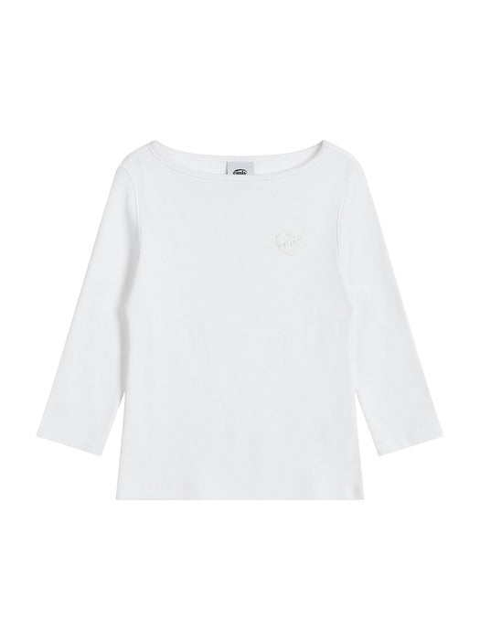 Emis (W) Boat Neck 3/4 Sleeve T-Shirt-White