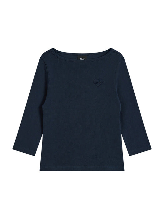 Emis (W) Boat Neck 3/4 Sleeve T-Shirt-Navy