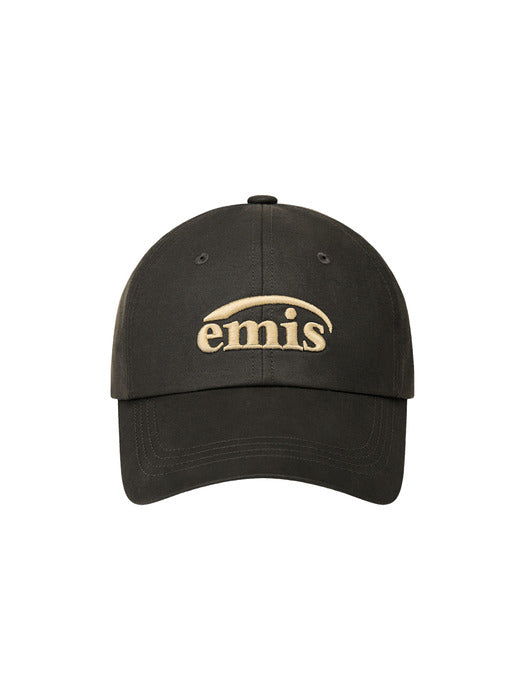 Emis Washed Faux Leather Ball Cap-Black
