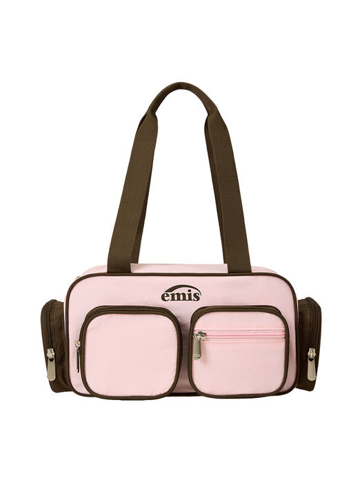 Emis Nylon Color-Block Shoulder Bag-Pink