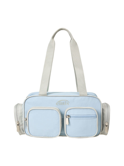 [emis] NYLON COLOR-BLOCK SHOULDER BAG-PASTEL BLUE