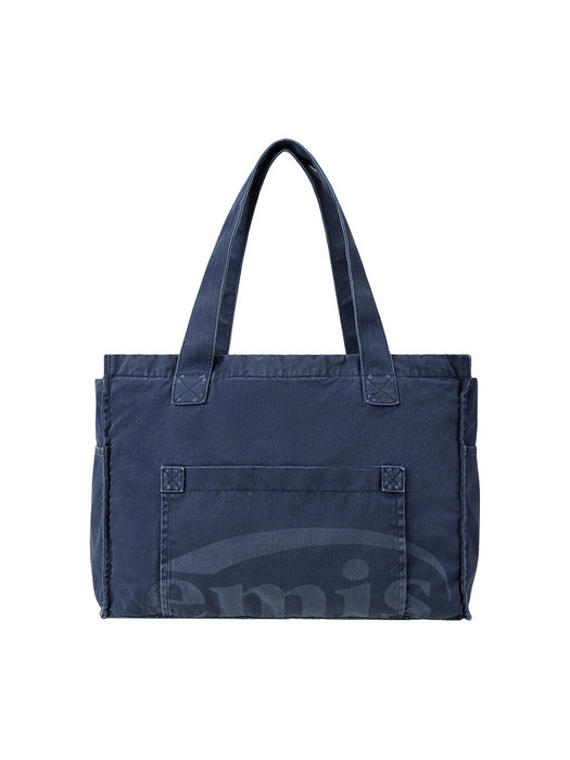 Emis Washed Cotton Shoulder Bag-Navy