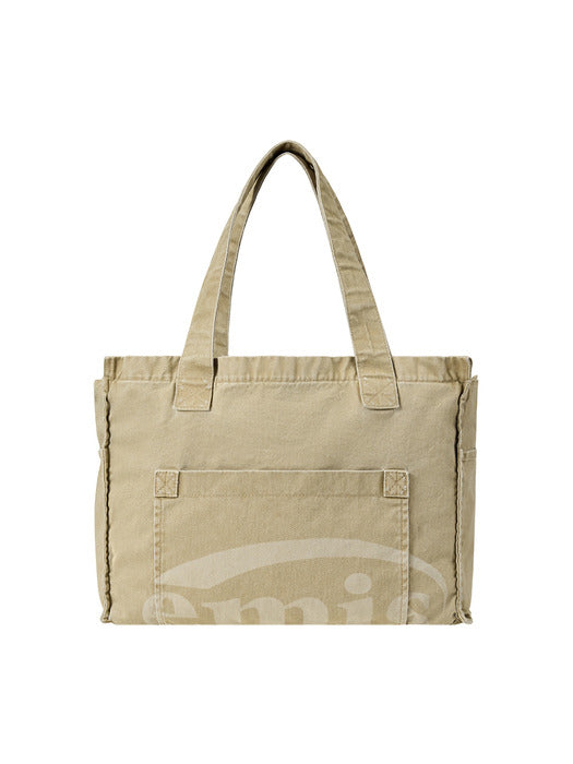 Emis Washed Cotton Shoulder Bag-Beige