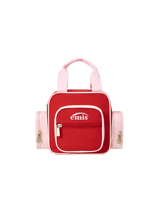 Emis Nylon Color-Block Tote Bag-Red
