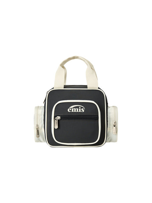 Emis Nylon Color-Block Tote Bag-Charcoal