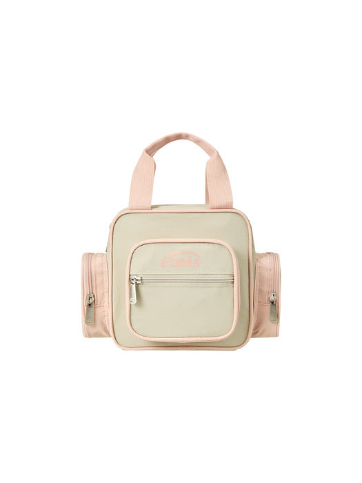 Emis Nylon Color-Block Tote Bag-Beige