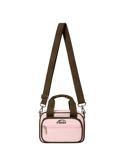 Emis Nylon Color-Block Mini Cross Bag-Pink