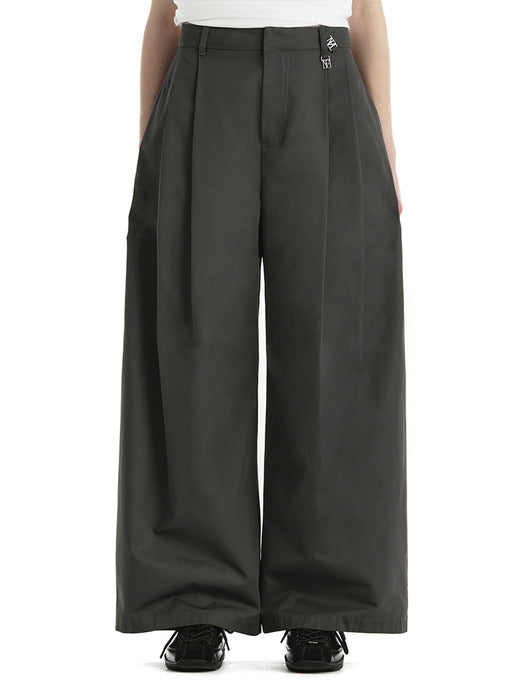 Wconcept_Treemingbird Double Loop Two-Tuck Wide Pants [ Charcoal ]