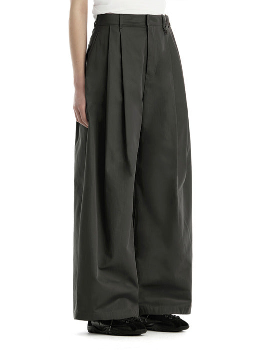 Wconcept_Treemingbird Double Loop Two-Tuck Wide Pants [ Charcoal ]