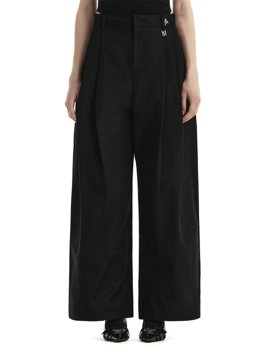 Wconcept_Treemingbird Double Loop Two-Tuck Wide Pants [ Black ]