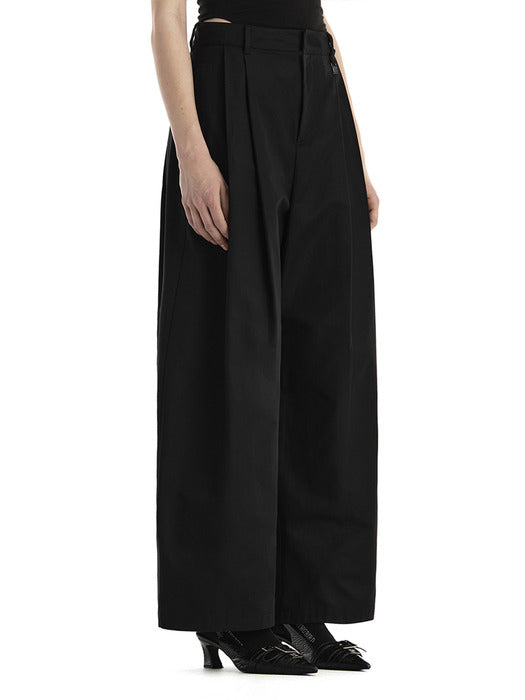 Wconcept_Treemingbird Double Loop Two-Tuck Wide Pants [ Black ]