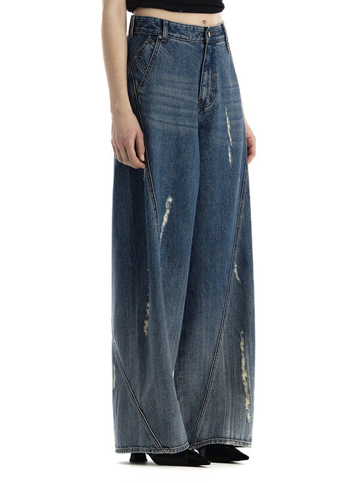 Wconcept_Treemingbird Gradient-Washed Distressed Denim Pants [ Blue ]