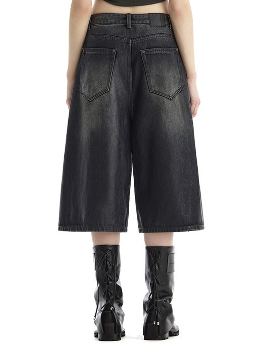 Wconcept_Treemingbird Rivet Coated Denim Bermuda [ Dark Navy ]