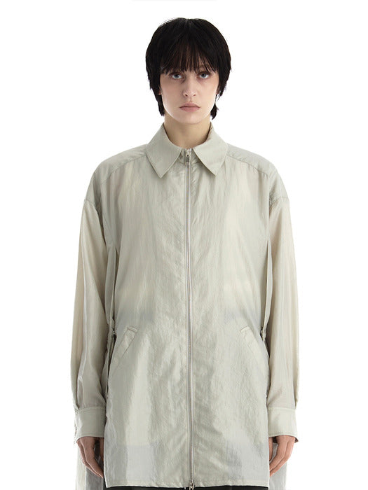 Wconcept_Treemingbird Nylon Cape Blazer [ Light Gray ]