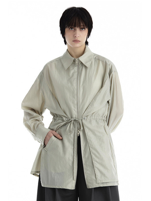 Wconcept_Treemingbird Nylon Cape Blazer [ Light Gray ]