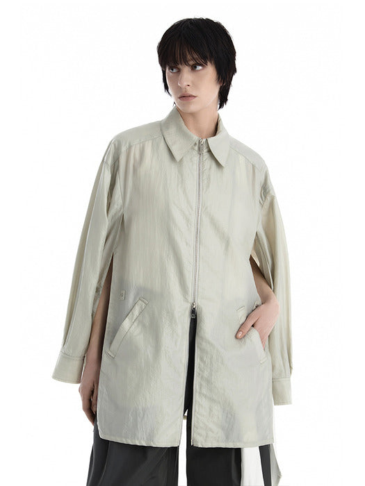 Wconcept_Treemingbird Nylon Cape Blazer [ Light Gray ]