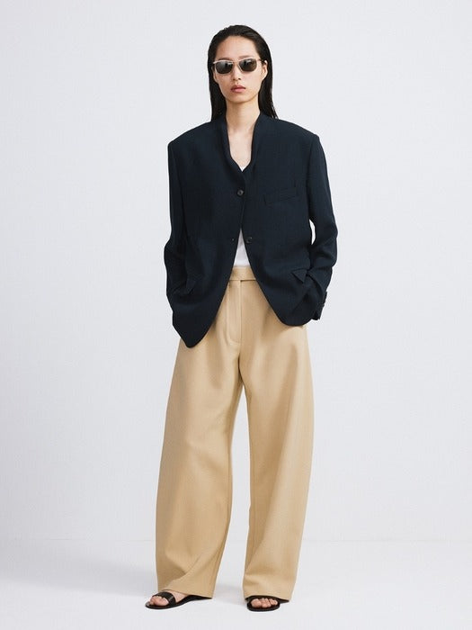 [recto] Collar Detail Fluid Suit Jacket (Navy)