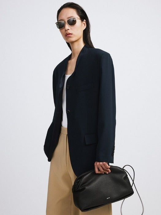 [recto] Collar Detail Fluid Suit Jacket (Navy)