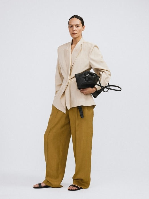 Recto Drape Detail Suit Jacket (Light Beige)