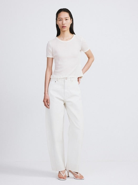 [recto] CASHMERE BLEND FITTED T-SHIRT (CREAM)
