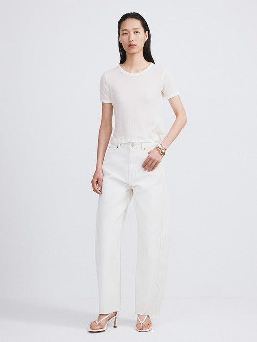 [recto] CASHMERE BLEND FITTED T-SHIRT (CREAM)