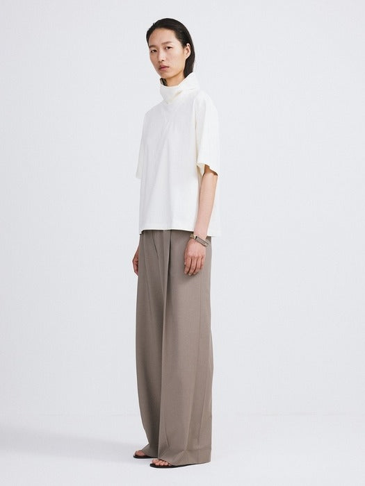 Recto Scarf Neck Cotton Top (Bean Ivory)