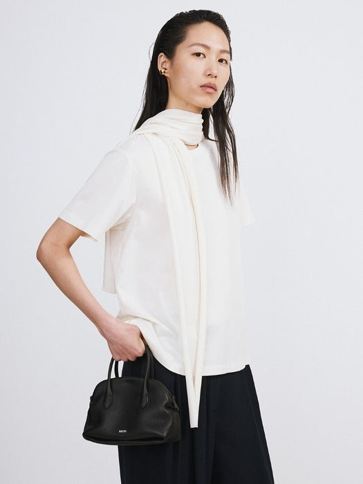 Recto Open Back Silk Blend Scarf Top (Cream)
