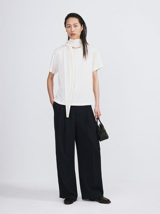 Recto Open Back Silk Blend Scarf Top (Cream)