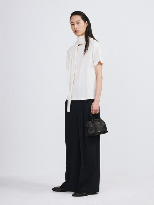 Recto Open Back Silk Blend Scarf Top (Cream)