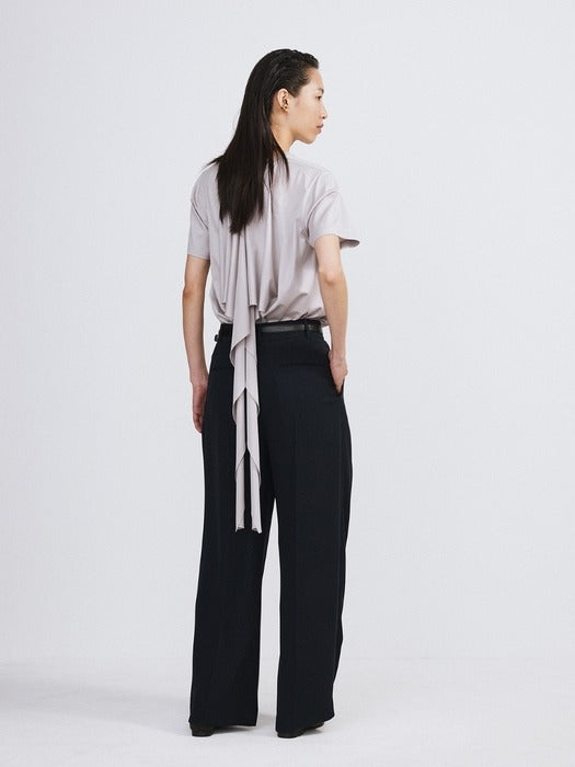Recto Open Back Silk Blend Scarf Top (Sepia Grey)