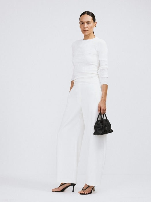 Recto Lace Jacquard Knit Top (Bean Ivory)