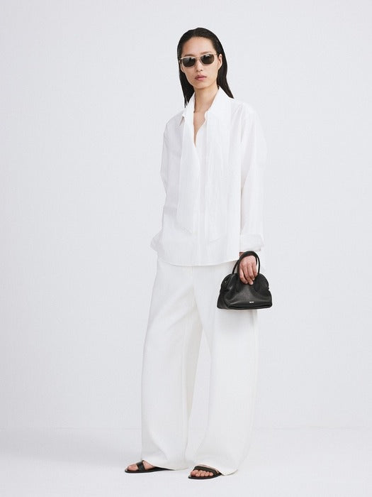 Recto Detachable Scarf Cotton Shirt (Off White)