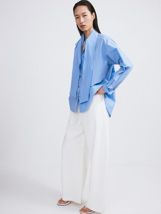 [recto] DETACHABLE SCARF COTTON SHIRT (BABY BLUE)