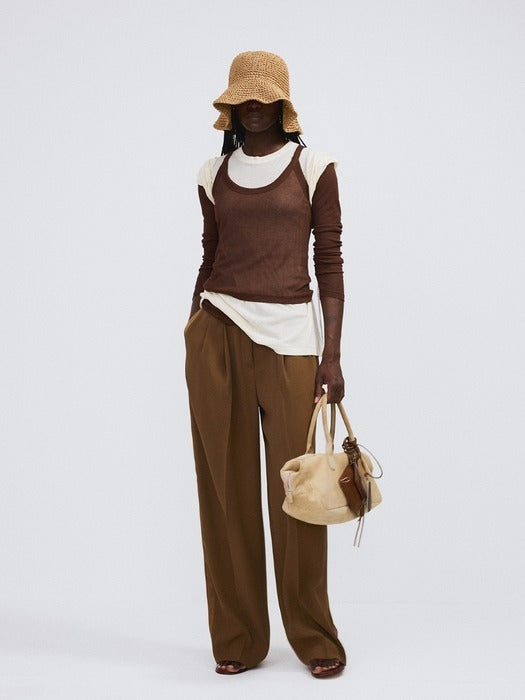Recto Tuxedo Detail Fluid Suit Pants (Ochre)
