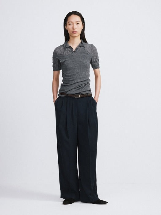 Recto Tuxedo Detail Fluid Suit Pants (Dark Navy)