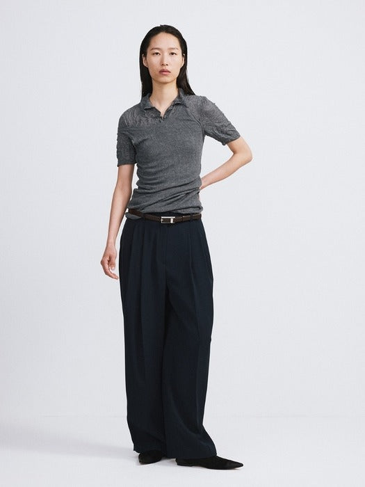 Recto Tuxedo Detail Fluid Suit Pants (Dark Navy)