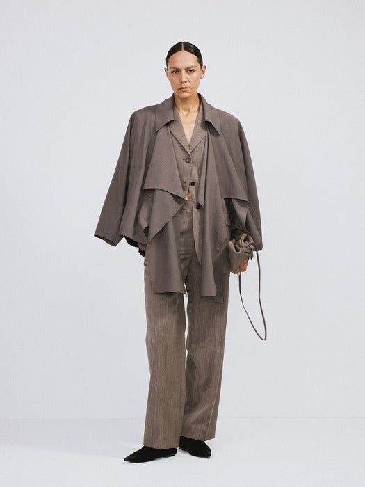 Recto Wide Fit Suit Pants (Sepia)
